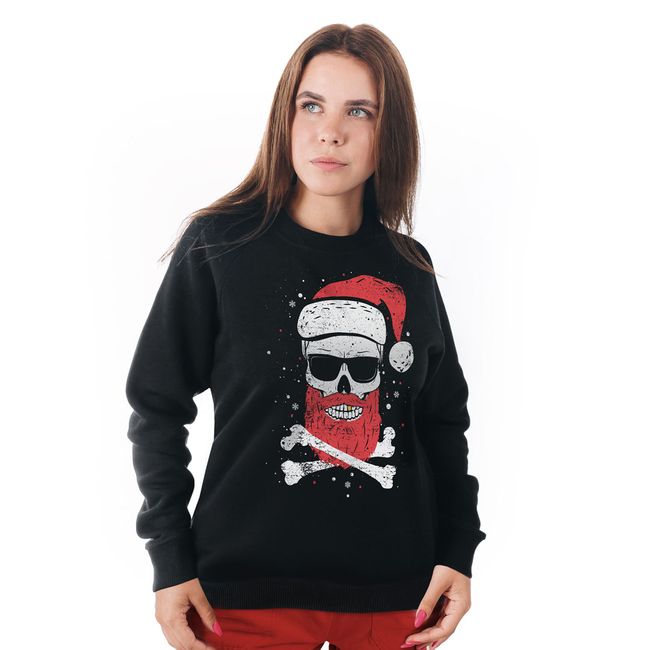 Women's Sweatshirt "Santa Skull", Black, M