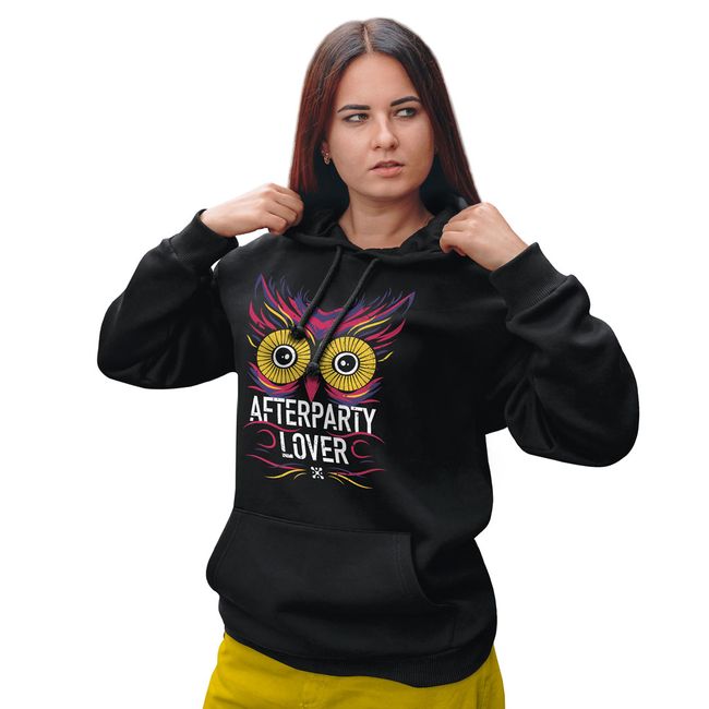 Women's Hoodie "Afterparty Lover", Black, M-L