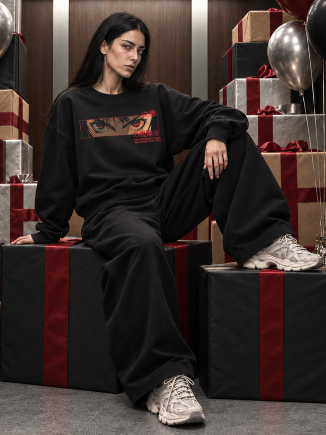 Women's Sweatshirt &rdquo;&rdquo;Determined Gaze&rdquo;, Black, M