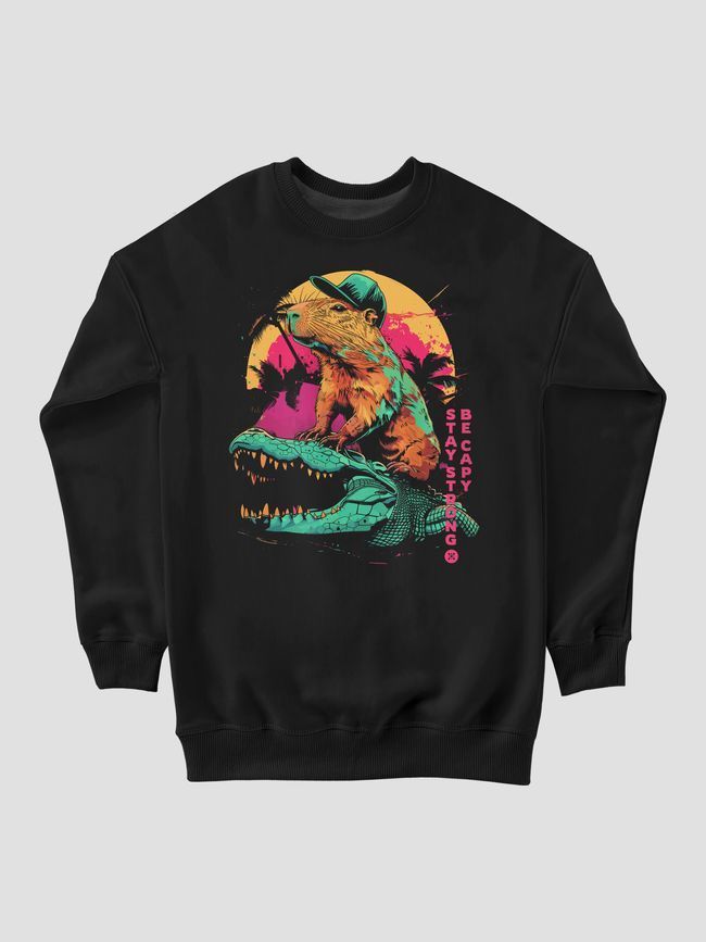 Men's Sweatshirt "Stay Strong, be Capy (Capybara)", Black, S