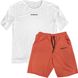 Women’s Oversize Suit - Shorts and T-shirt, White-coral, 2XS