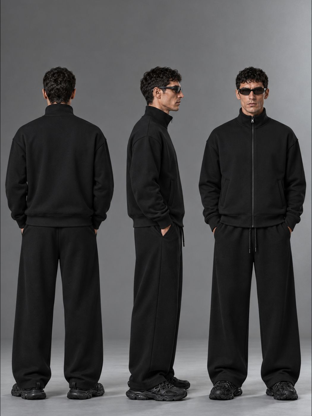 Men&rsquo;s Sweatshirt with Zipper Black, Black, M