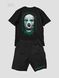 Men’s Oversize Suit - Shorts and T-shirt “Escape from Reality”, Black, 2XS