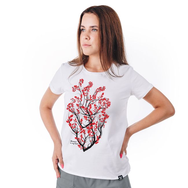 Women's T-shirt "Ukraine In My Heart", White, M