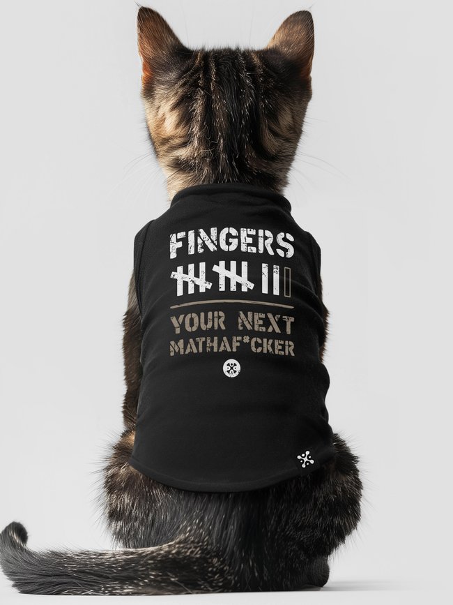 Cat's T-shirt "Fingers", Black, XS