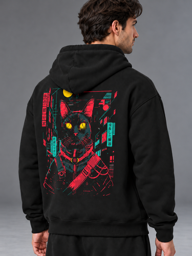 Худі чоловічий "Cyber Cat", Чорний, M-L
