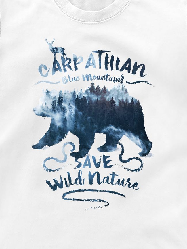 Kid's T-shirt "Carpathian Blue Mountains", White, XS (110-116 cm)