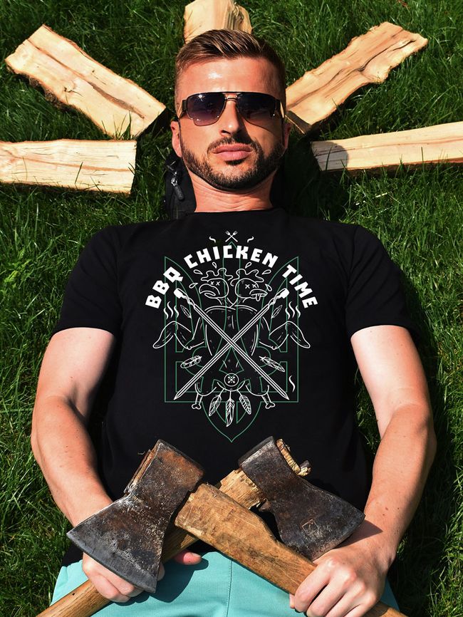 Men's T-shirt "BBQ Chicken Time", Black, M