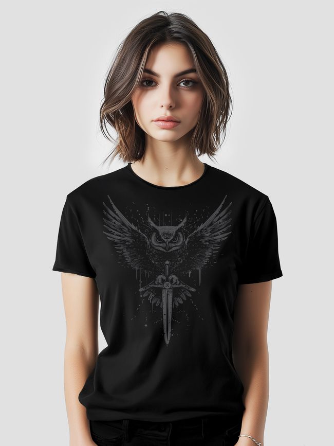 Women's T-shirt "The Owl of Main Directorate of Intelligence", Black, M