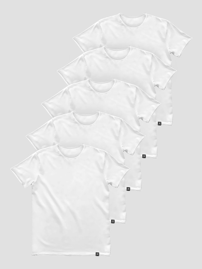 Сет з 5 білих базових футболок "Білий", XS, Чоловіча