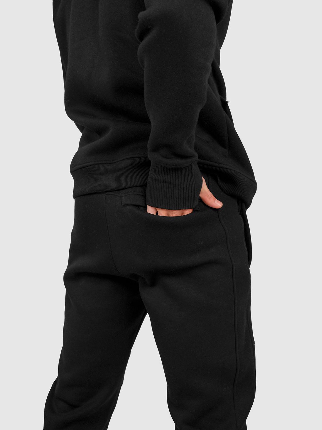 Костюм чоловічий худі на блискавці та штани, Чорний, M-L, L (108 см)