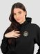 Women's tracksuit set Hoodie black with a Changeable Patch "Chornobayivka", Black, XS, XS (99  cm)