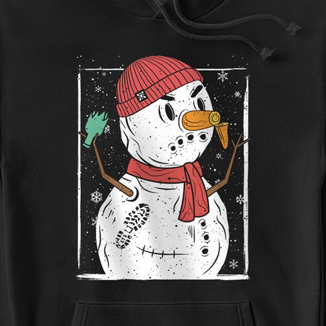 Men's Hoodie “Crazy Snowman”, Black, M-L