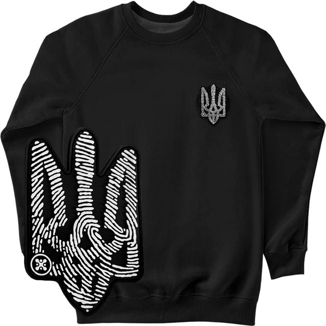Women's Sweatshirt with a Changeable Patch "Nation Code" with a Trident Coat of Arms, Black, M, Nation Code