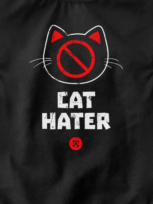 Cat's T-shirt "Cat Hater", Black, XS