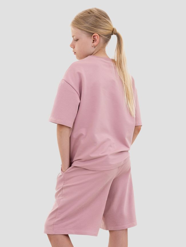 Kid's set Oversized T-shirt and Shorts Dusty pink, Dirty Pink, XS (110-116 cm)
