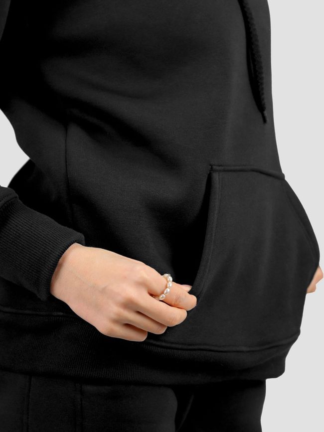 Костюм женский худи черный со сменным патчем "Чернобаевка", Черный, XS, XS (99 см)