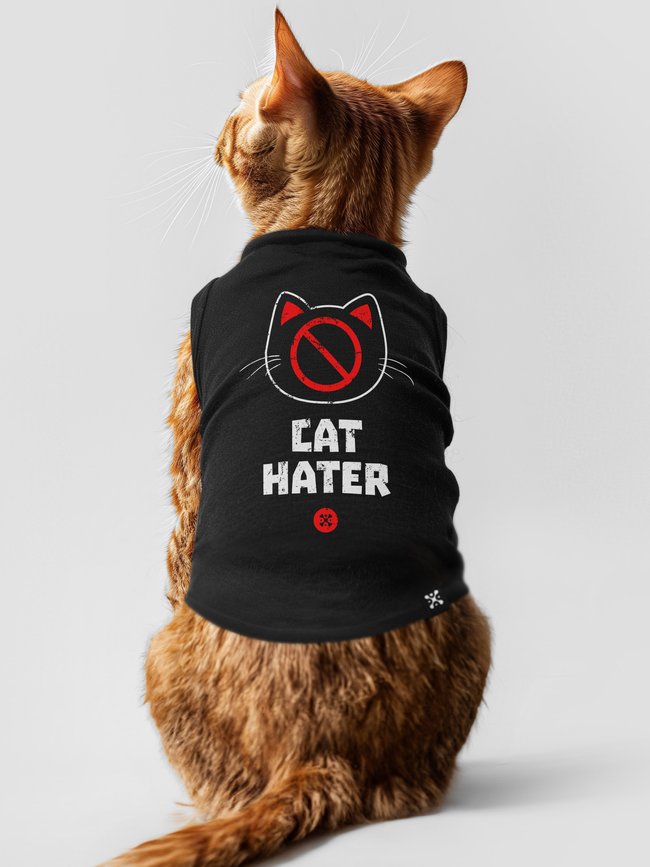 Майка для котов "Cat Hater", Черный, XS