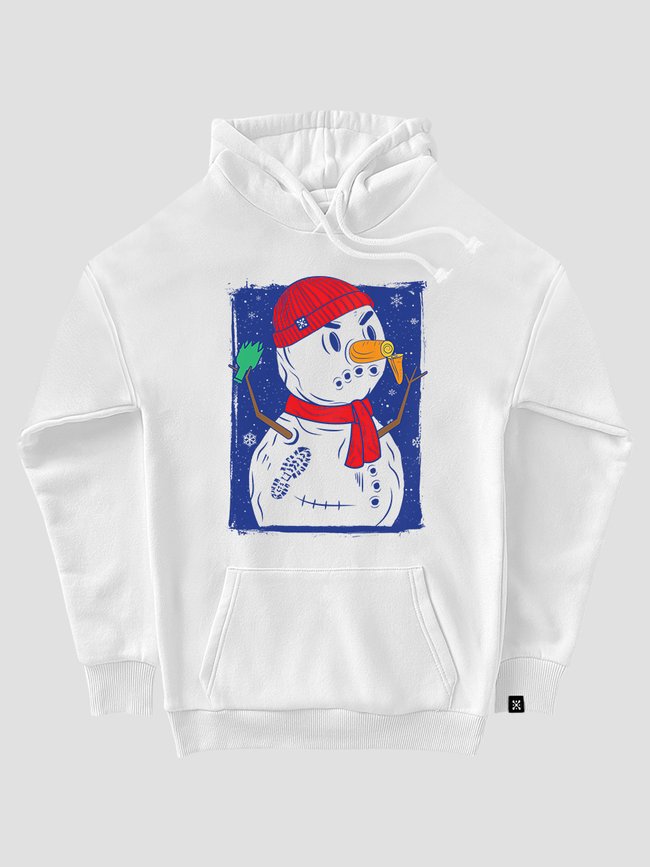 Kid's hoodie "Crazy Snowman", White, XS (110-116 cm)