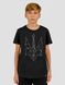 Kid's T-shirt "Ukraine Line" with a Trident Coat of Arms, Black, XS (110-116 cm)