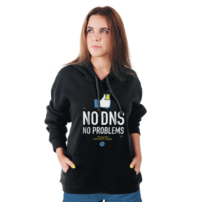 Women's Hoodie "No DNS No Problems", Black, M-L