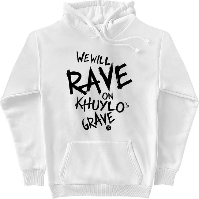 Худи женский "We will Rave on Khuylo’s Grave", Белый, 2XS