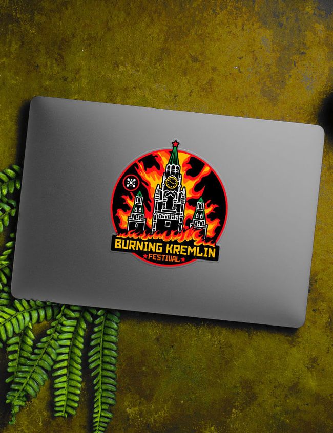 Sticker "Burning Kremlin Festival" 95x120 mm, Black