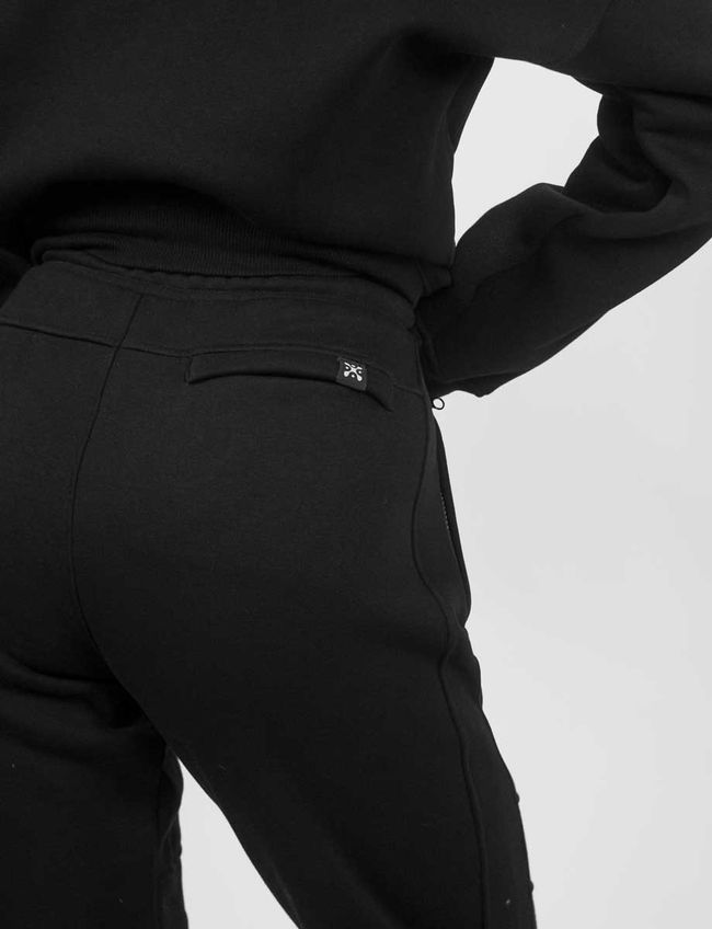 Костюм жіночий зі змінним патчем "Eat, Sleep, Bavovna, Repeat" худі на блискавці та штани, Чорний, 2XS, XS (99 см)