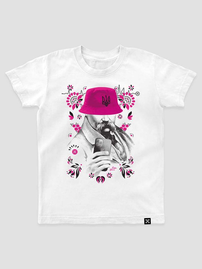 Kid's T-shirt “Selfie Sheva Music Fan”, White, XS (110-116 cm)