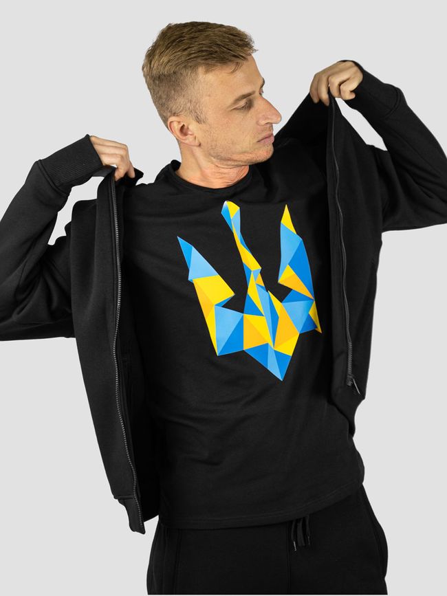 Men's tracksuit set with t-shirt “Ukraine Geometric”, Black, 2XS, XS (99  cm)