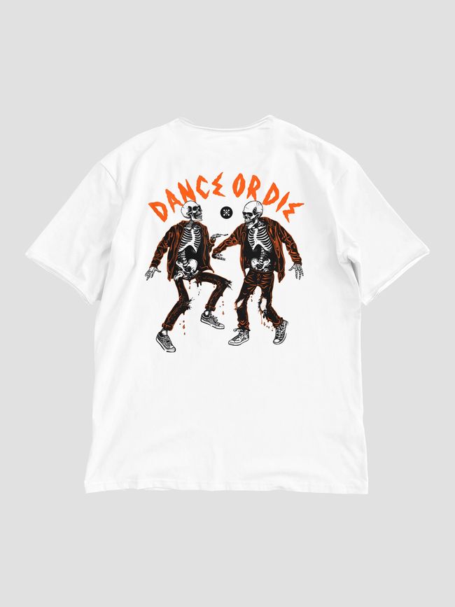 Men's T-shirt Oversize “Dance or Die”, White, XS-S