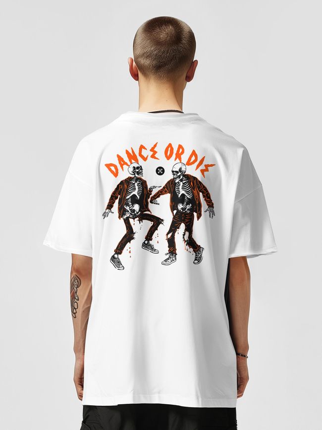 Men's T-shirt Oversize “Dance or Die”, White, XS-S