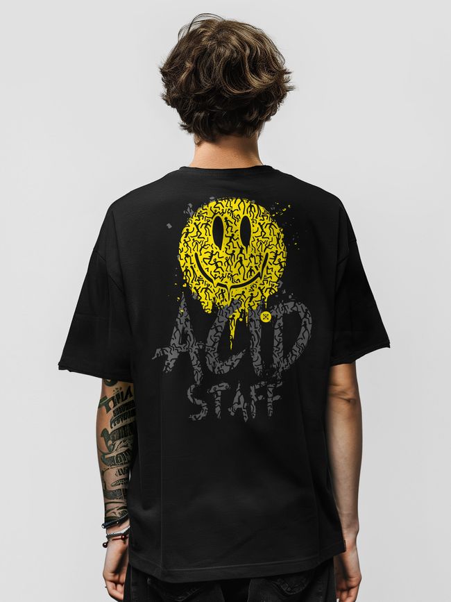 Men’s Oversize Suit - Shorts and T-shirt “Acid House Staff”, Black and yellow, XS-S