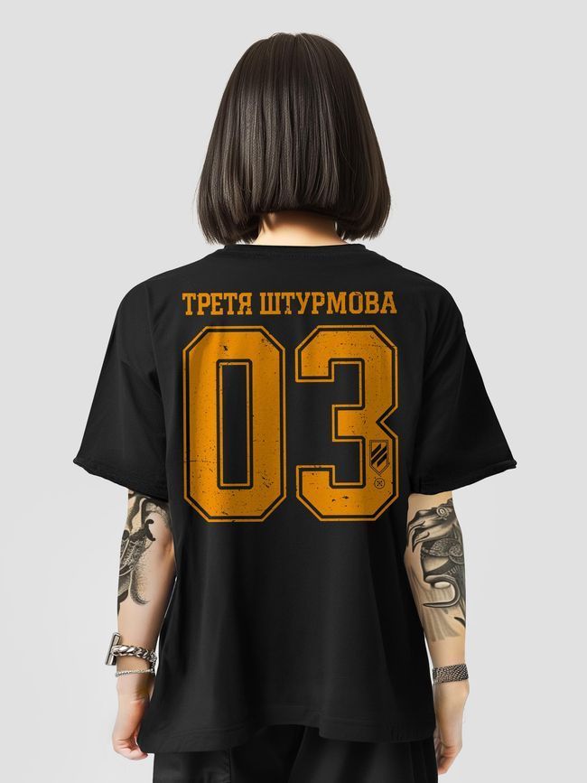Women's T-shirt Oversize "03 (3SAB)", Black, XS-S