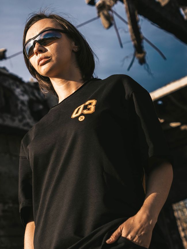 Women's T-shirt Oversize "03 (3SAB)", Black, XS-S