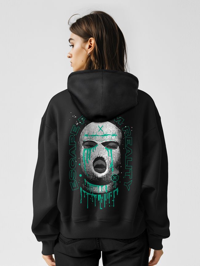 Women's Hoodie "Escape from Reality", Black, M-L