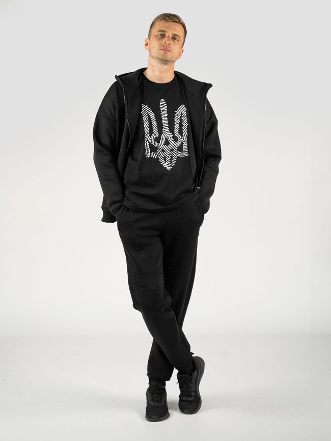 Men's tracksuit set with t-shirt “Nation Code”, Black, 2XS, XS (99  cm)