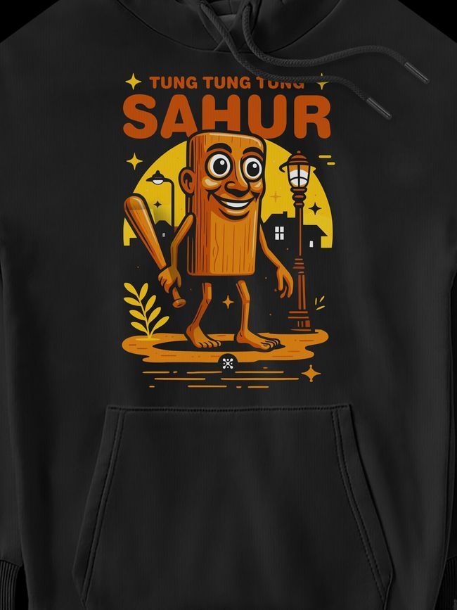 Women's Hoodie "Tung Tung Tung Sahur", Black, M-L