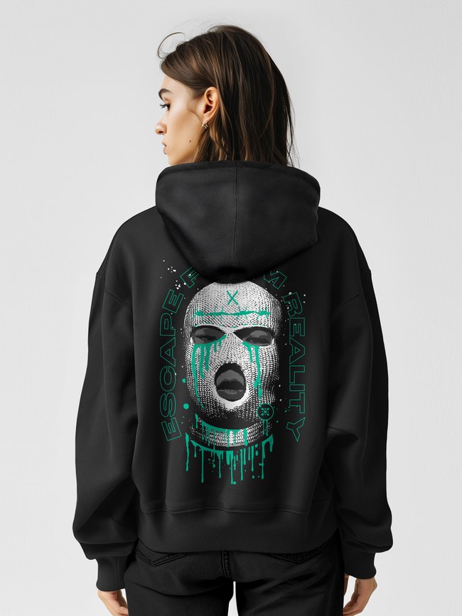 Women's Hoodie "Escape from Reality", Black, M-L