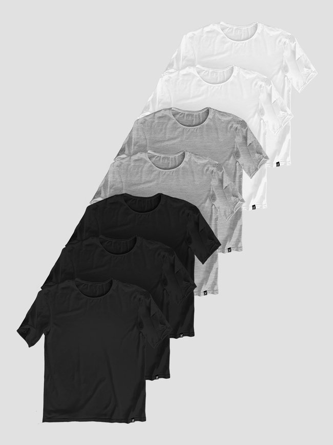 Set of 7 basic t-shirts oversize "Monochrome", XS-S, Male