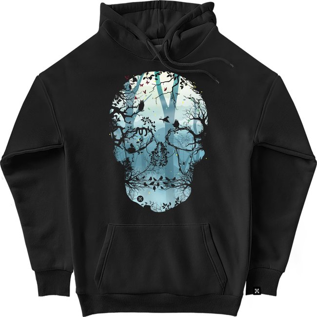 Men's Hoodie "Forest Skull", Black, M-L