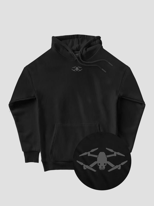 Men's Hoodie "Drone Skull", Black, M-L