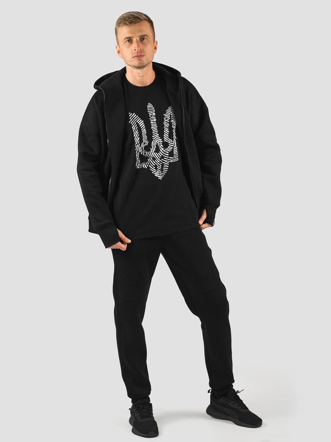 Men's tracksuit set with t-shirt “Nation Code”, Black, 2XS, XS (104 cm)