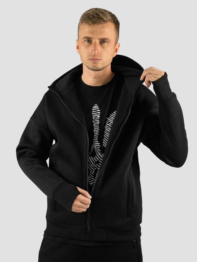 Men's tracksuit set with t-shirt “Nation Code”, Black, 2XS, XS (104 cm)