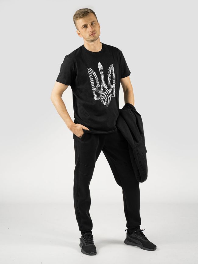 Men's tracksuit set with t-shirt “Nation Code”, Black, 2XS, XS (104 cm)