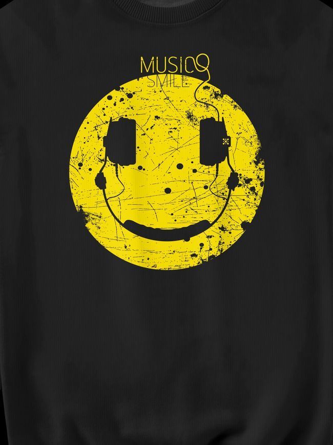 Світшот чоловічий "Music Smile", Чорний, M