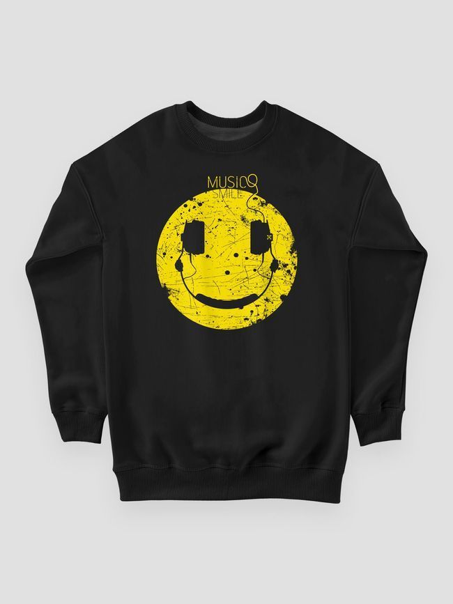 Світшот чоловічий "Music Smile", Чорний, M