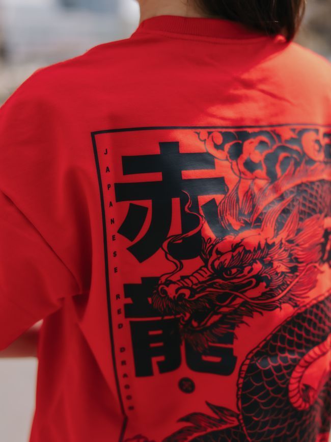Комплект жіночий шорти та футболка оверсайз &ldquo;Japanese Red Dragon&rdquo; Червоно-чорний S з драконом