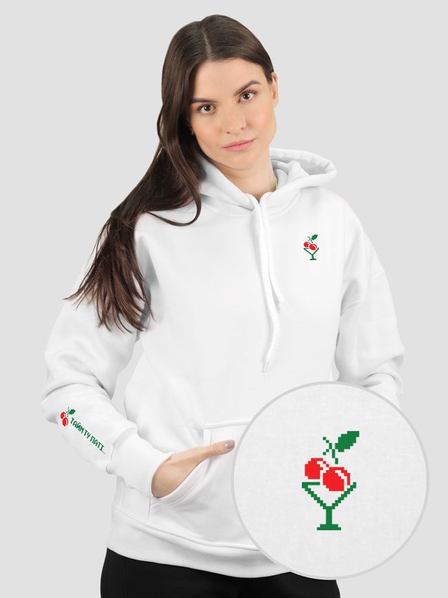 Women's Hoodie “Vyshnya (Cherry)”, White, 2XS