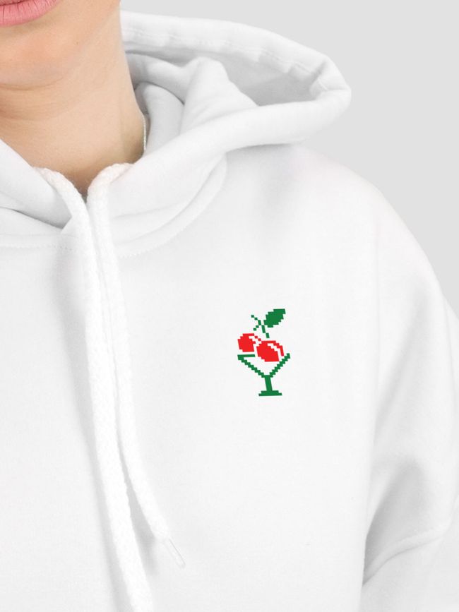 Women's Hoodie “Vyshnya (Cherry)”, White, 2XS